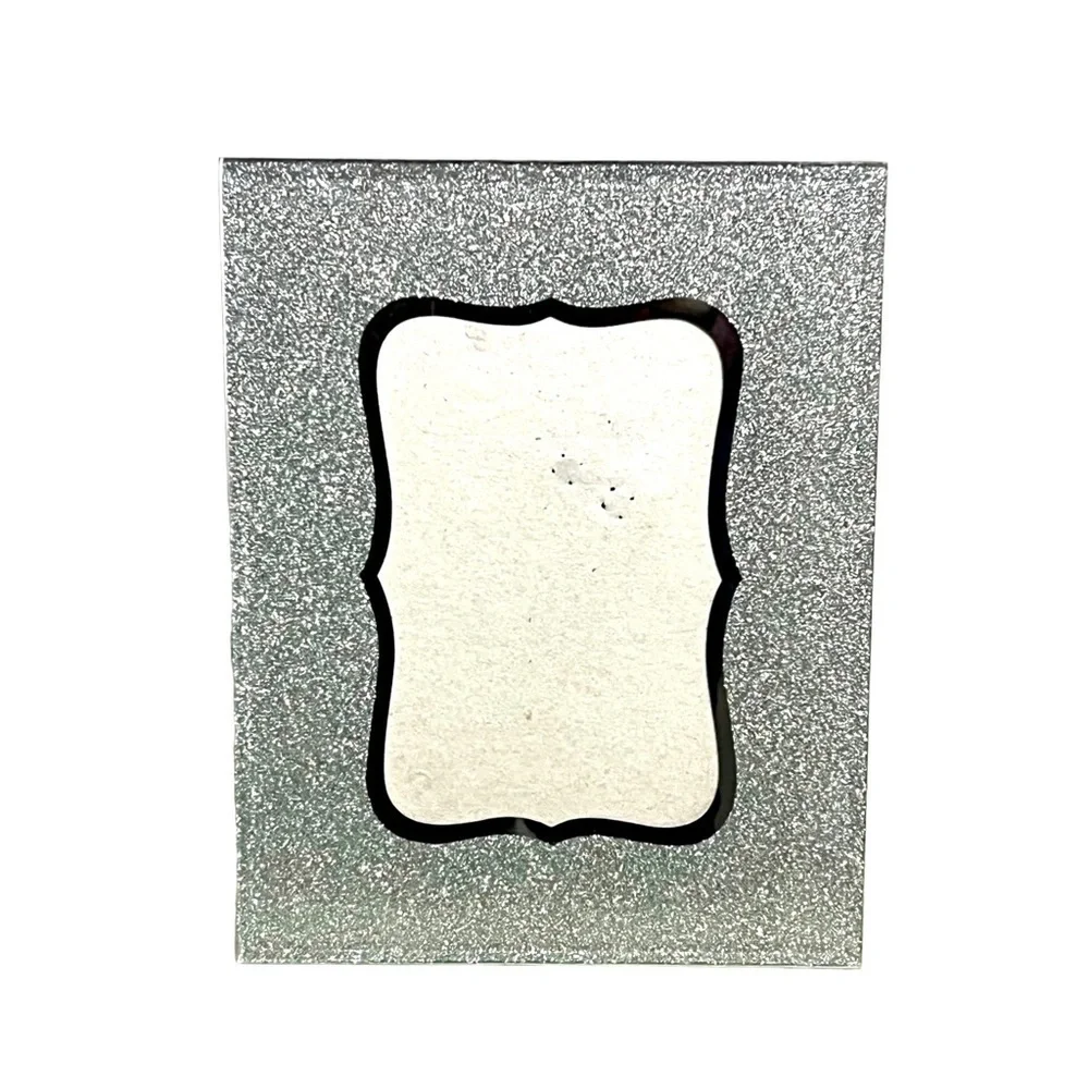 Silver Glitter Glass Picture Frame for 4” X 6” Picture